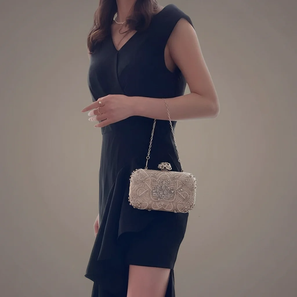 Sac chaine soirée polyester perles compact – Image 5