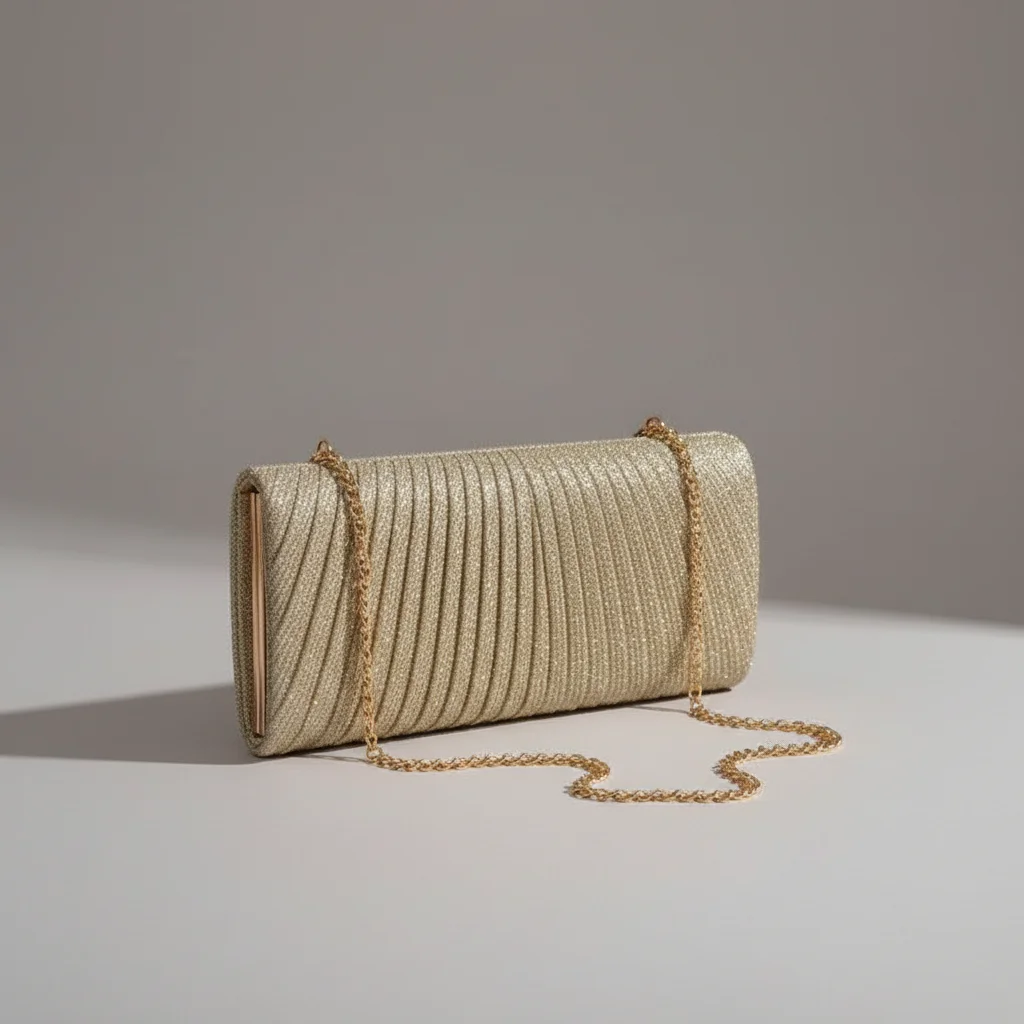 sac chaine soirée polyester plissé – Image 11