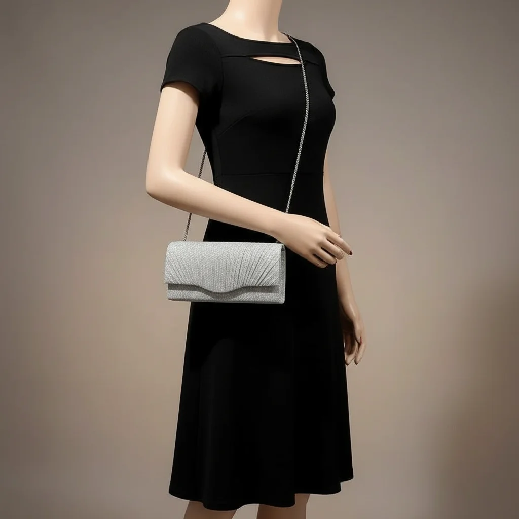 sac chaine soirée polyester plissé – Image 5