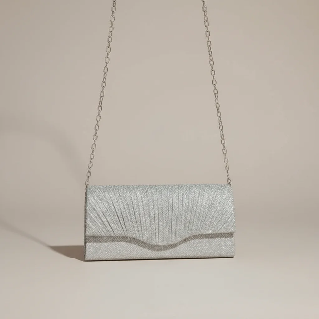 sac chaine soirée polyester plissé – Image 6