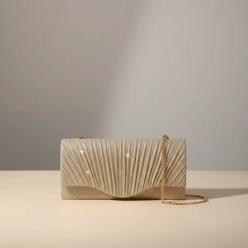 sac chaine soirée polyester plissé – Image 8