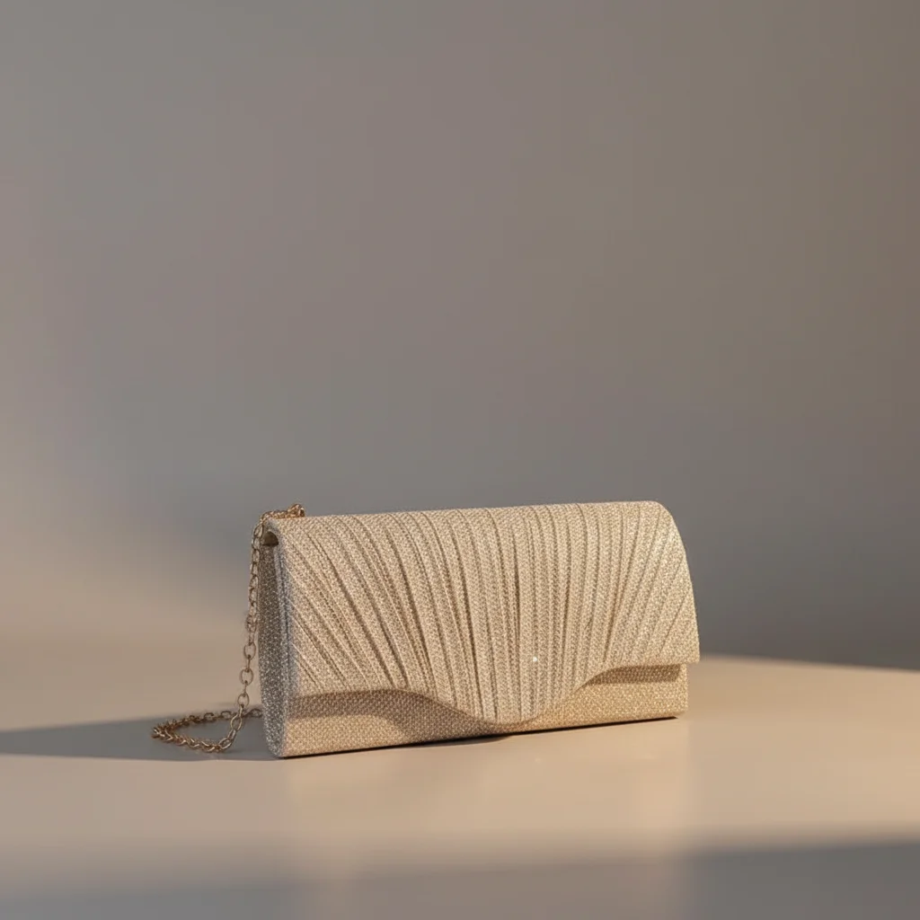 sac chaine soirée polyester plissé – Image 9