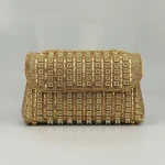Sac chaine soirée pu doré strassé