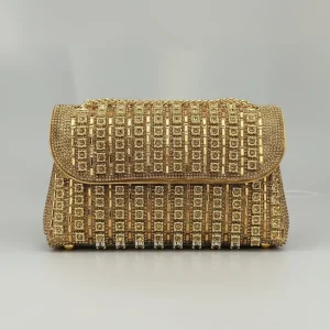 Sac chaine soirée pu doré strassé